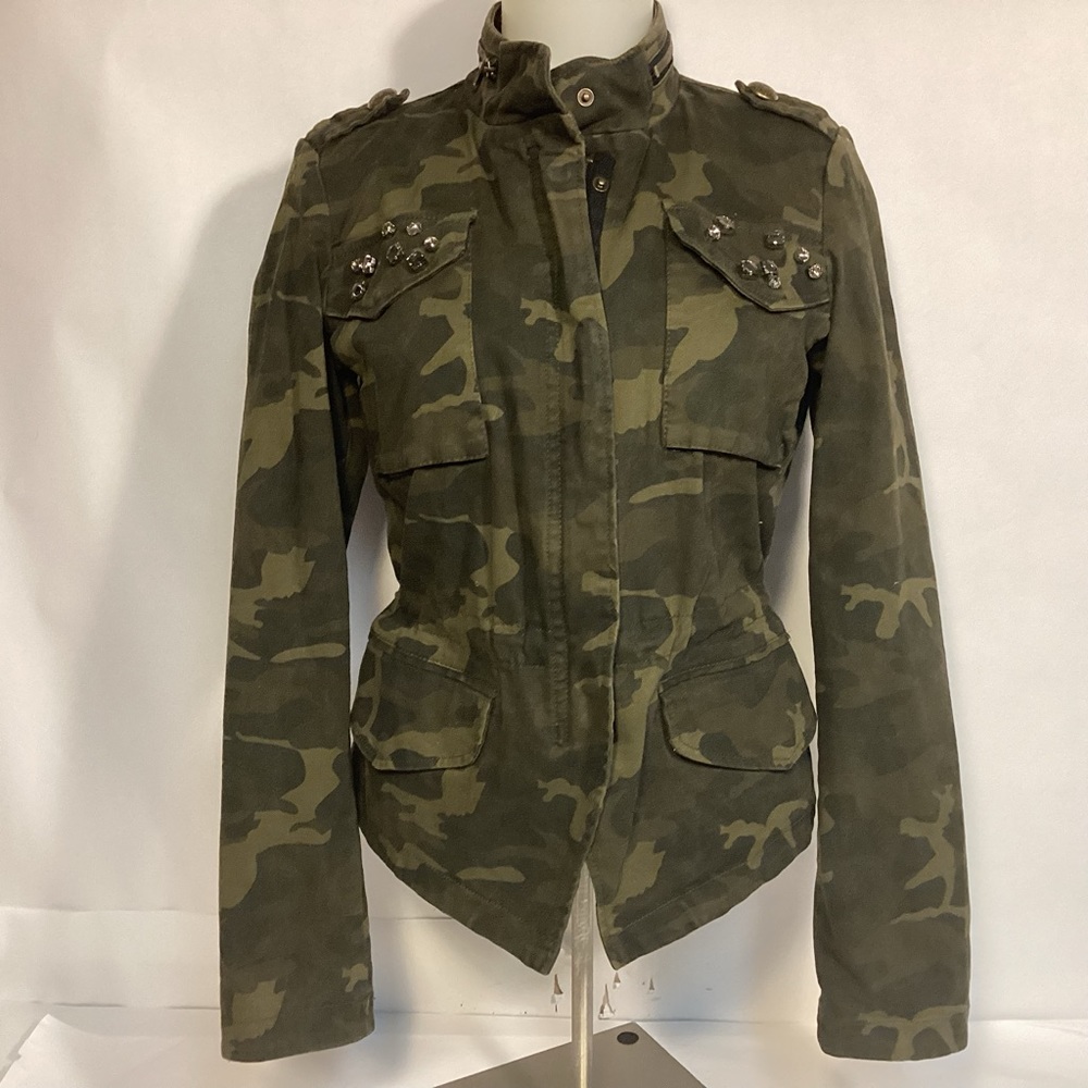 Pink Envelope Womens Camouflage jacket with bling size medium